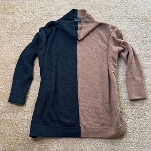 Miou Muse Womens Brown Black Colorblock Mock Neck Pullover Sweater Size Small‎